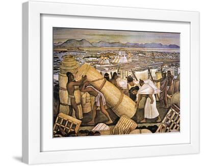 Tenochtitlan (Mexico City) - White Framed Art Print Wall Art, 16x12