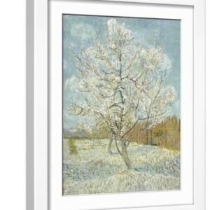 The Pink Peach Tree - White Framed Art Print Wall Art, 12x16