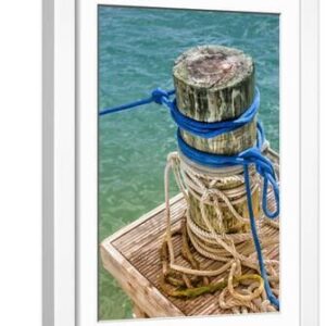 Tortola, British Virgin Islands. Nautical Ropes. Digitally Altered - White Framed Art Print Wall Art, 12x18