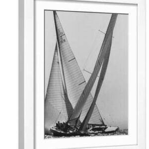 Trial Race For the America's Cup - White Framed Art Print Wall Art, 12x16