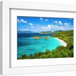 Trunk Bay, St John, United States Virgin Islands. - White Framed Art Print Wall Art, 12x8