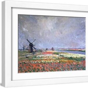 Tulip Fields Near Leiden, 1886 - White Framed Art Print Wall Art, 16x12