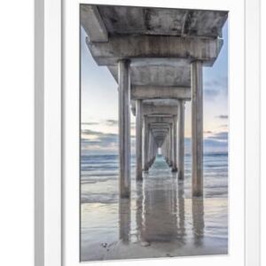 USA, California, La Jolla, Scripps Pier - White Framed Art Print Wall Art, 12x18
