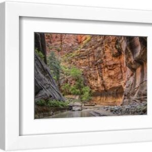 USA, Utah, Zion Narrows - White Framed Art Print Wall Art, 12x8