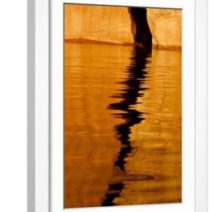 Utah. Detail, Colorful Abstract Reflections, Sunrise Reflections Off Tapestry Wall on Lake Powell - White Framed Art Print Wall Art, 12x18