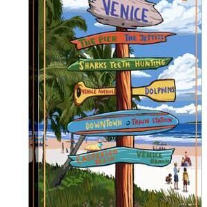Venice, Florida - Sign Post - Canvas Print Wall Art, 12x18