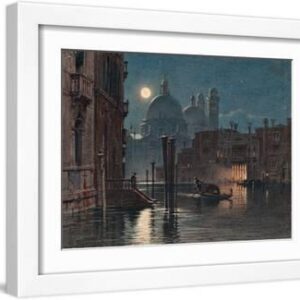 Venice under Moonlight, 1869 - White Framed Art Print Wall Art, 16x12