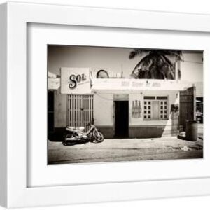 ¡Viva Mexico! B&W Collection - Supermarket Isla Mujeres - White Framed Art Print Wall Art, 12x8