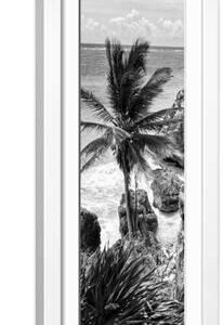 ?Viva Mexico! Panoramic Collection - Caribbean Coastline - Tulum X - White Framed Art Print Wall Art, 8x24