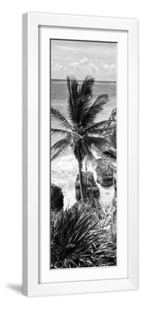 ?Viva Mexico! Panoramic Collection - Caribbean Coastline - Tulum X - White Framed Art Print Wall Art, 8x24