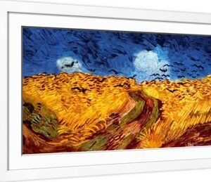 Wheatfield with Crows, c.1890 - White Framed Art Print Wall Art, 37x21