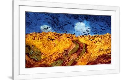 Wheatfield with Crows, c.1890 - White Framed Art Print Wall Art, 37x21