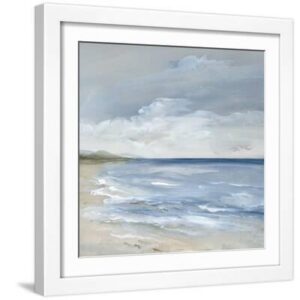 Whispering Waves - White Framed Art Print Wall Art, 16x16